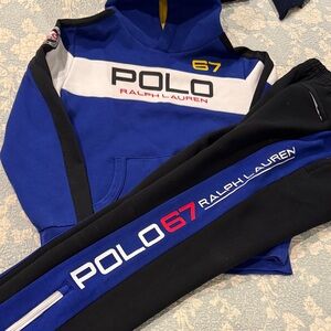 Polo by Ralph Lauren Kids Blue, Black, and White Hoodie Set
